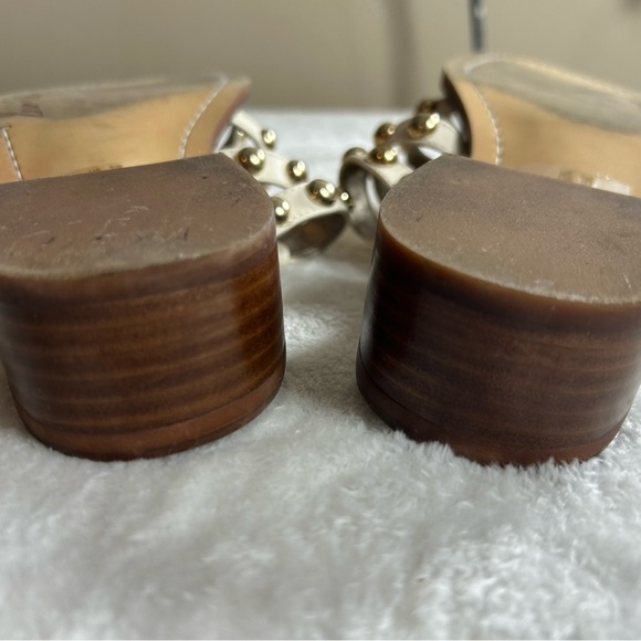 Sam Edelman Women's Gold Studded Cream Leather Strap Sandals Size 7.5 - Picture 10 of 11